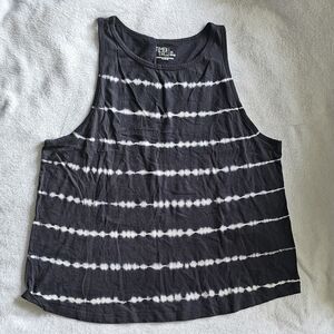 Time and Tru Black and White Striped Tank Top